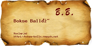 Bokse Balló névjegykártya